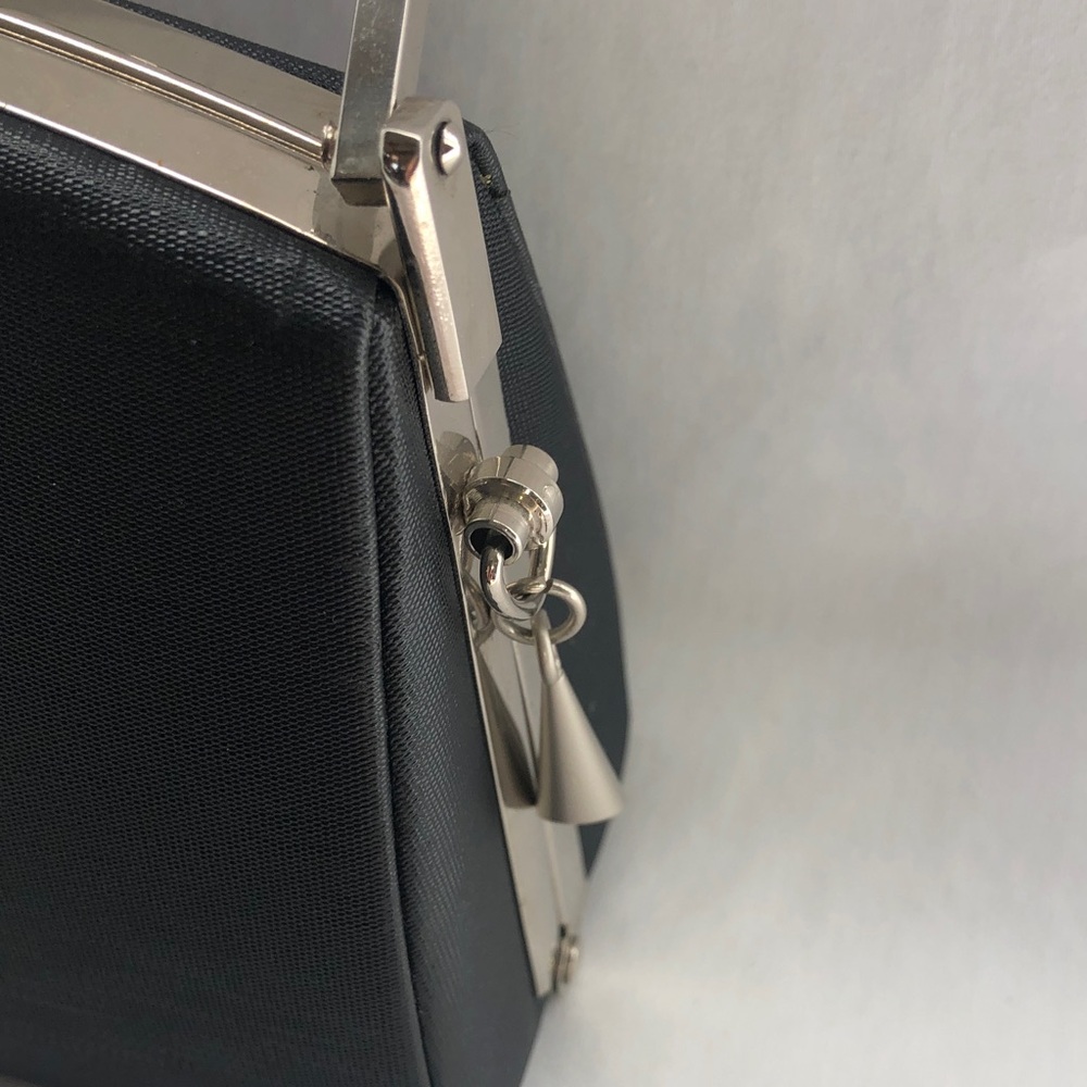 Classic Black Hard Bodied Evening Bag With Silver-Tone  Hardware - Picture 2 of 14